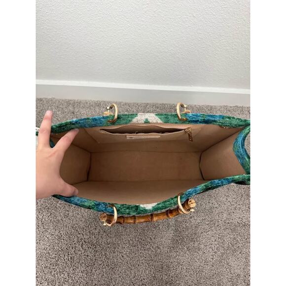 Ayca Design Silk Velvet Bamboo Handle Ikat Large Tots Bag - Picture 8 of 8